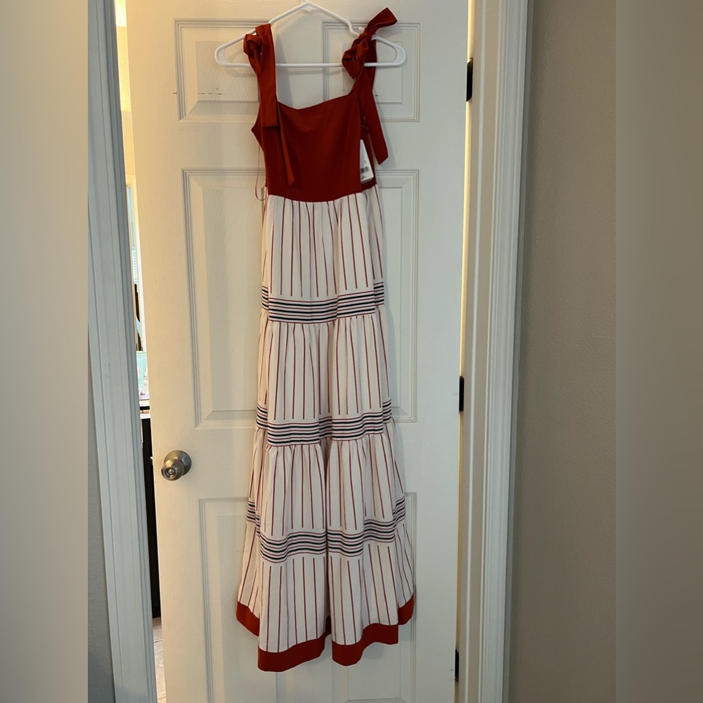 a Loves a -Cinnamon Striped Maxi Dress, size S. New with tags
